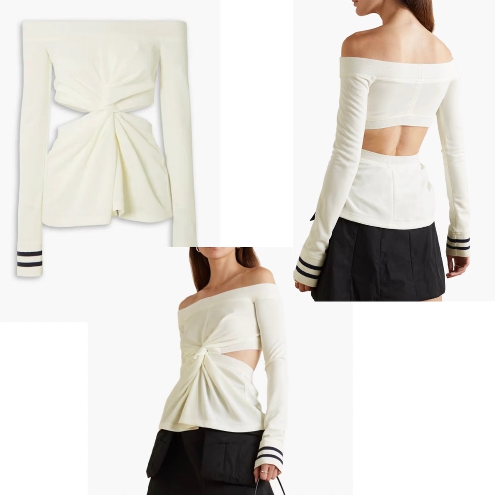 JW ANDERSON
Off-the-shoulder cutout twisted jersey top Size L